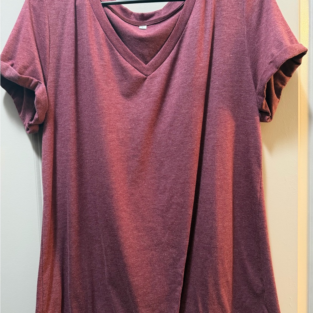 Women's V-Neck Maroon Top